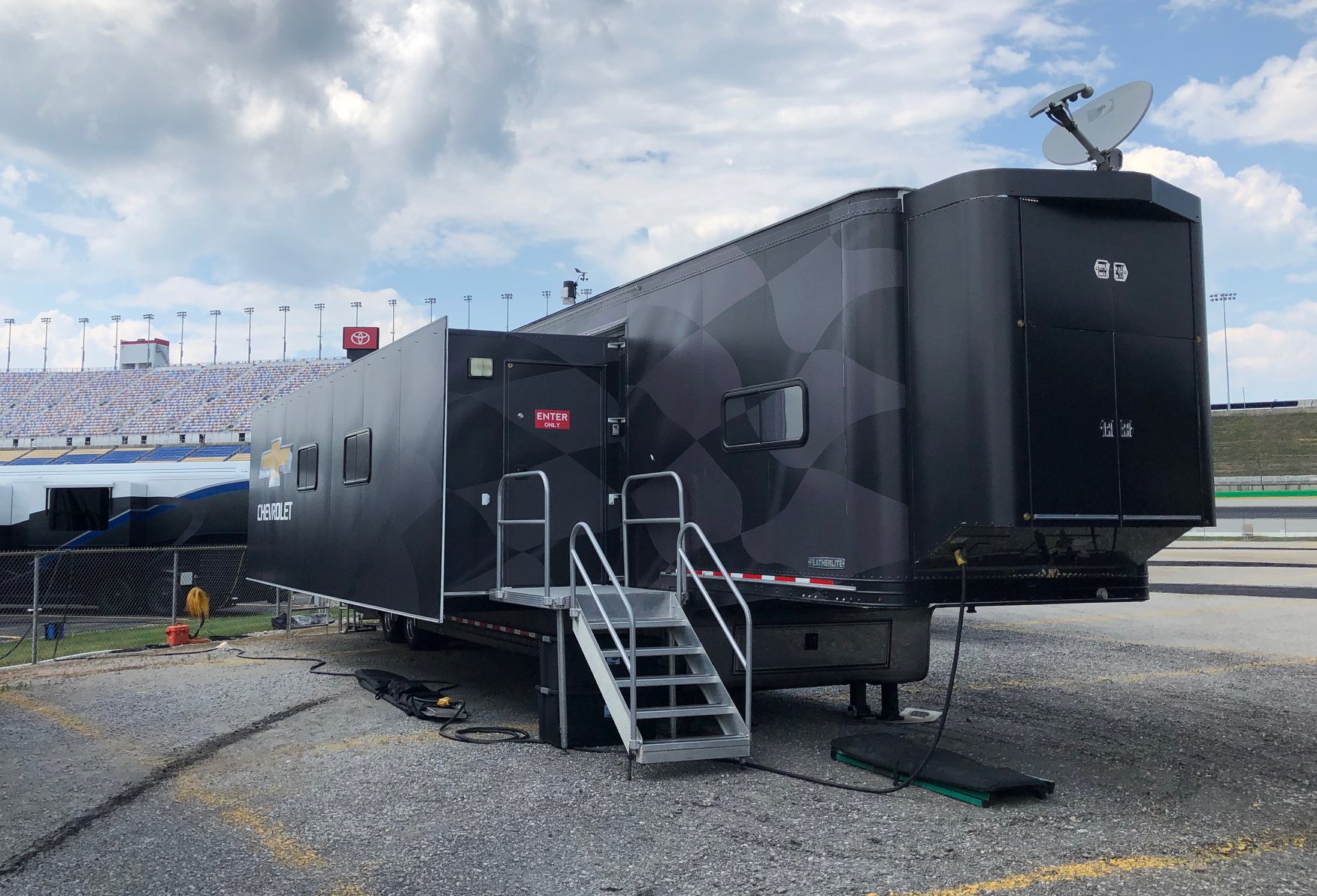 A black BGM mobile office trailer