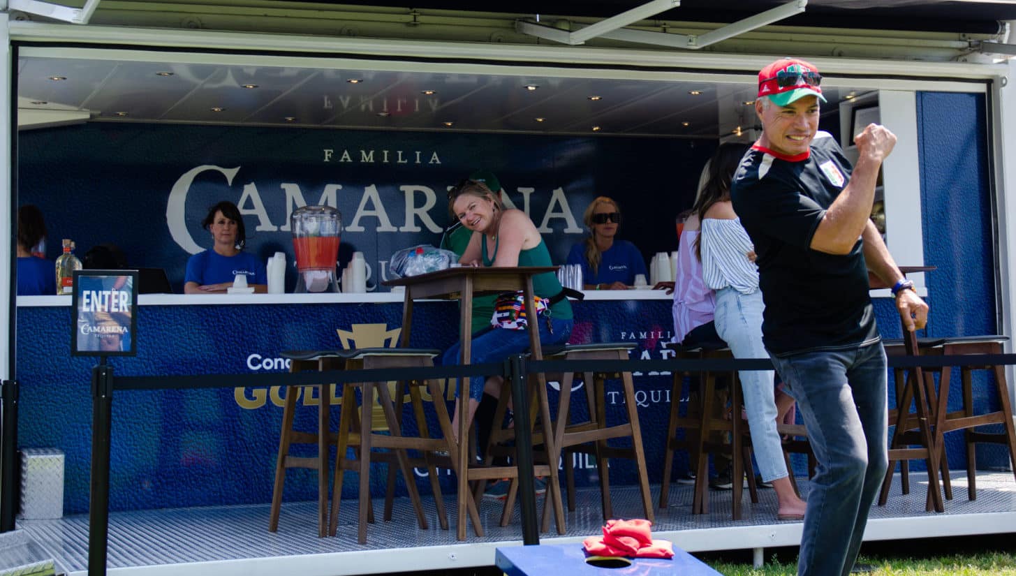 people drinking at a mobile bar