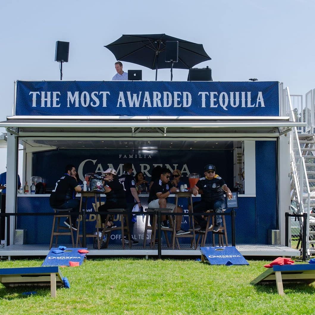 people drinking at a mobile bar