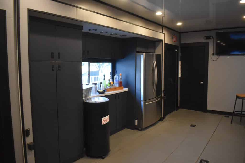 kitchen area in a mobile trailer