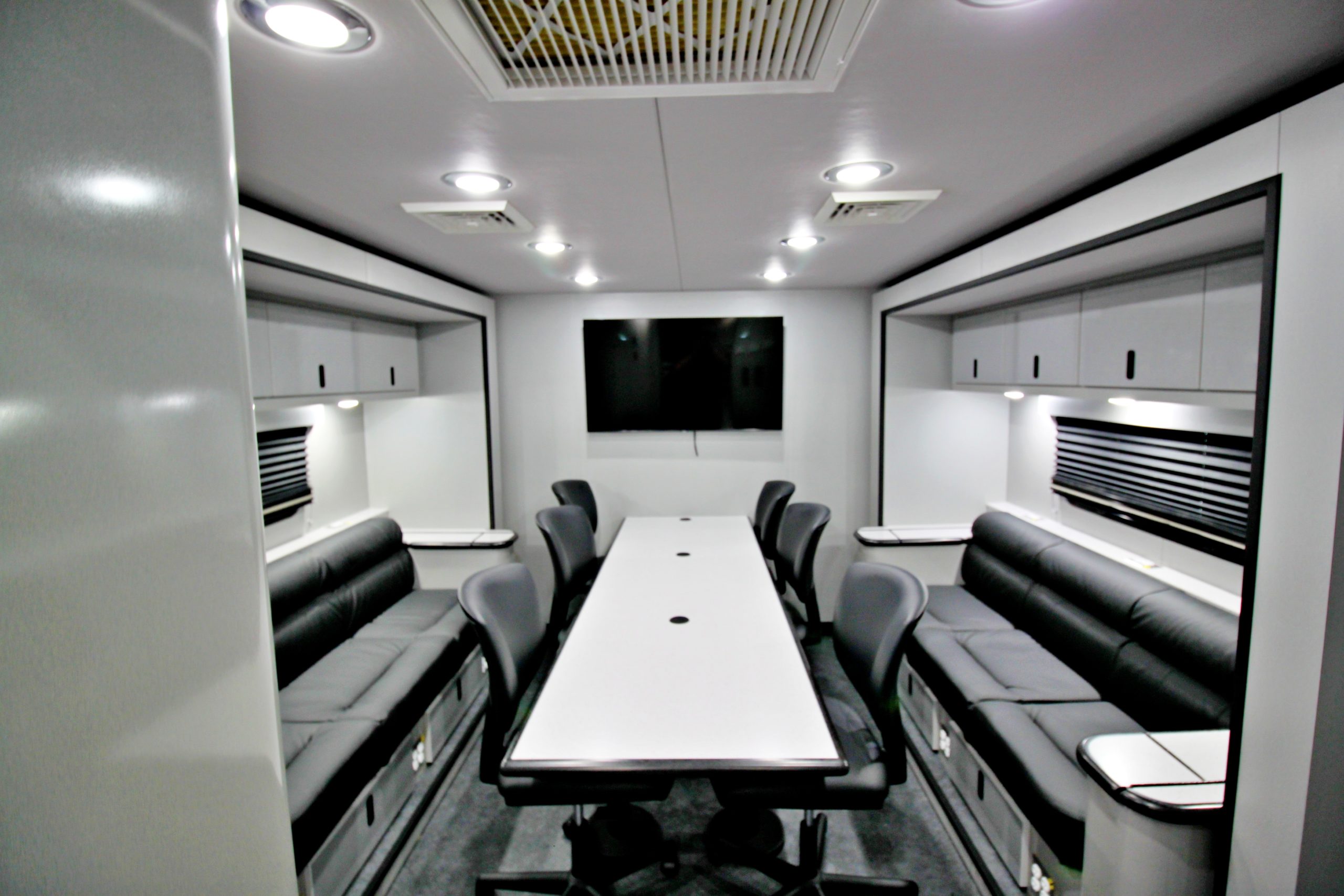 Office area in a mobile trailer