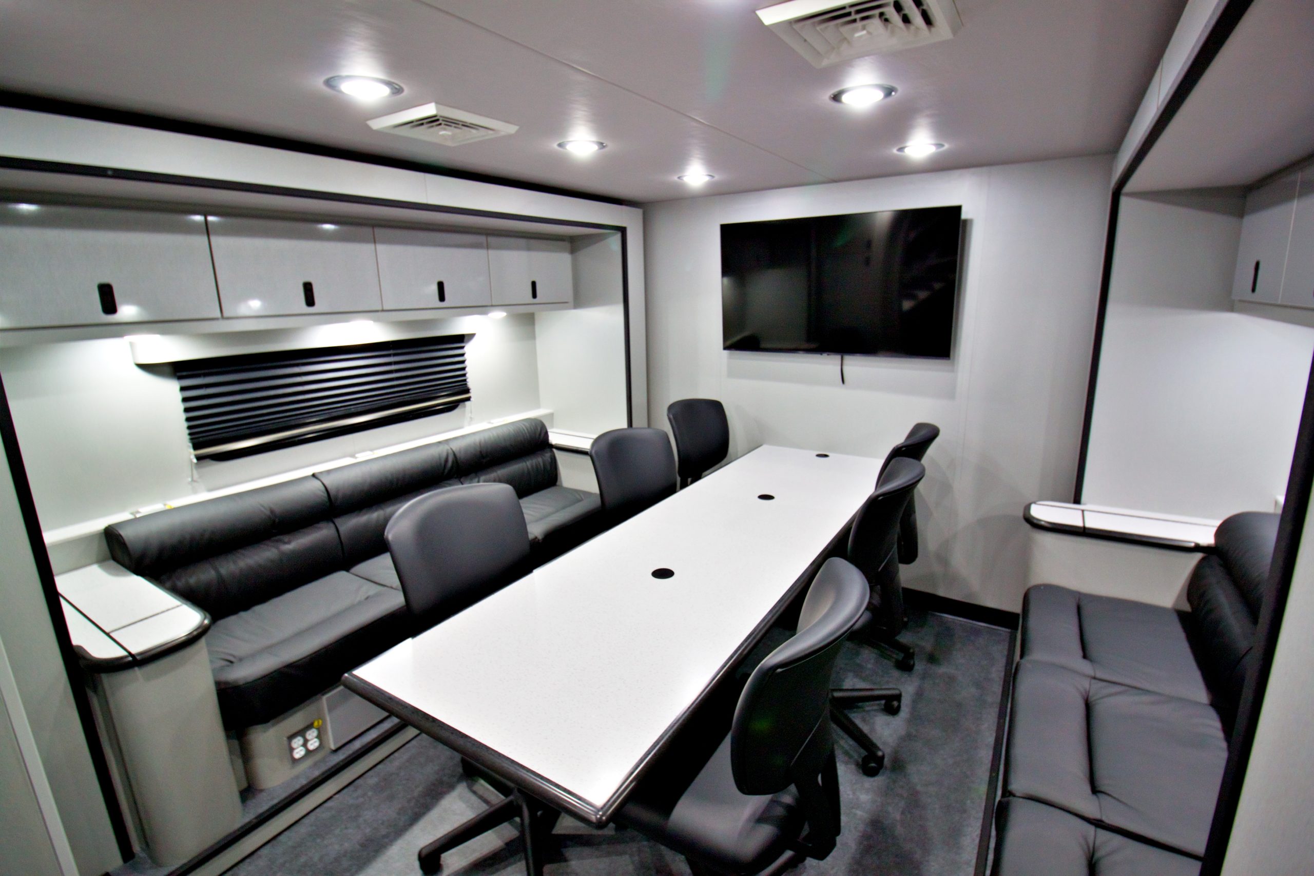 Office area in a mobile trailer