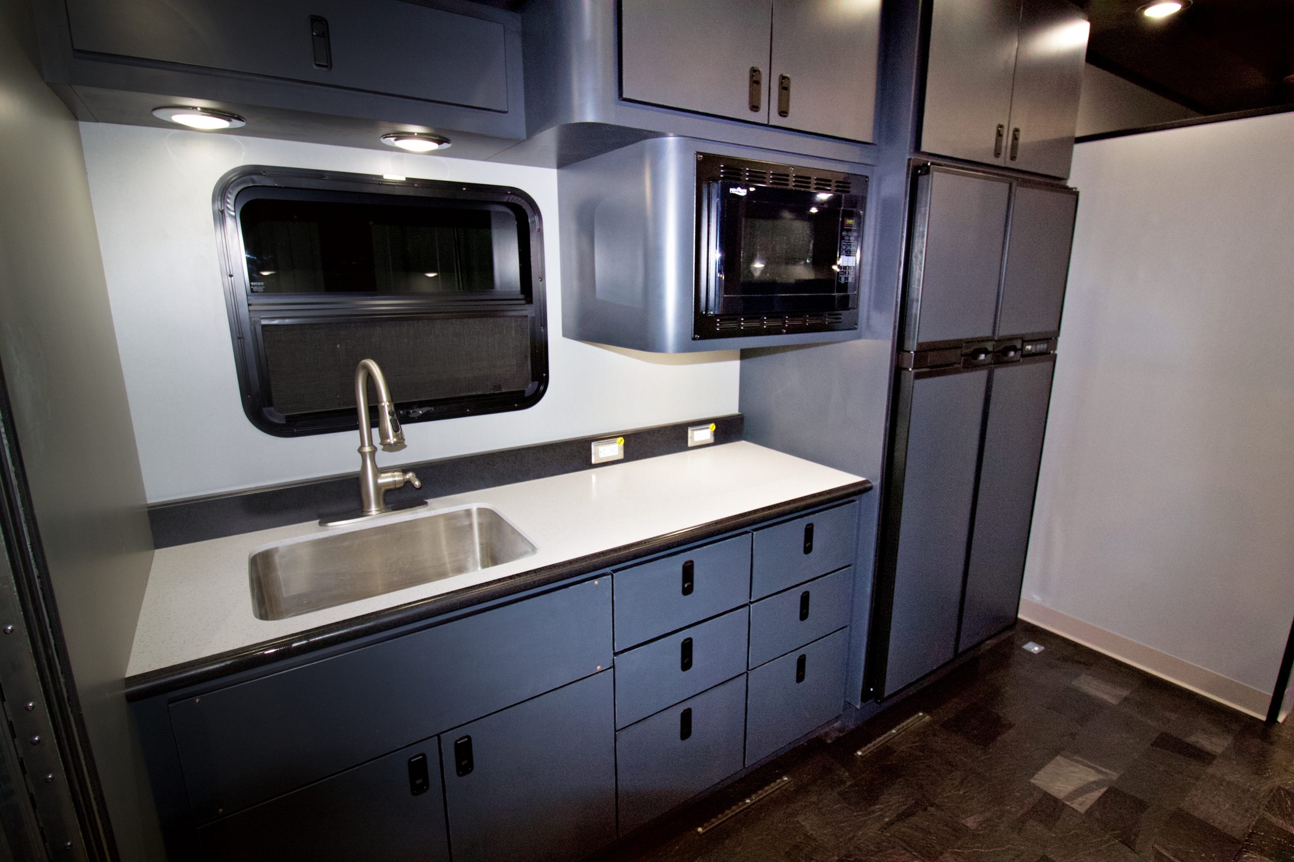 Kitchen area in GM mobile office trailer