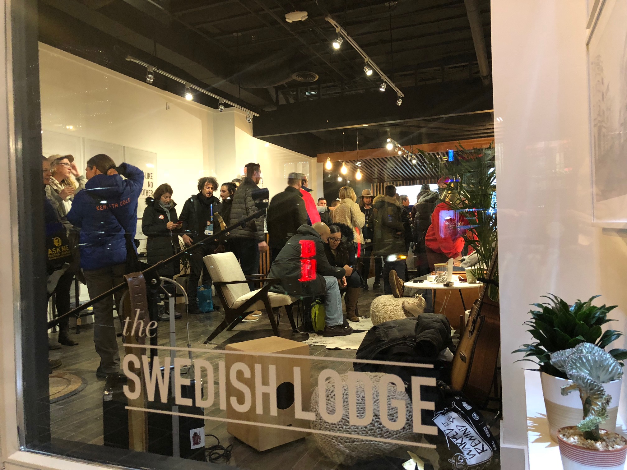 People mingling with each other in Swedish Lodge