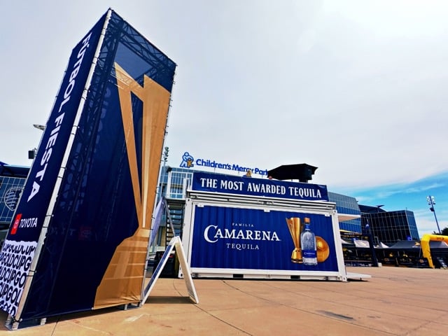 Camarena Tequila signage and container