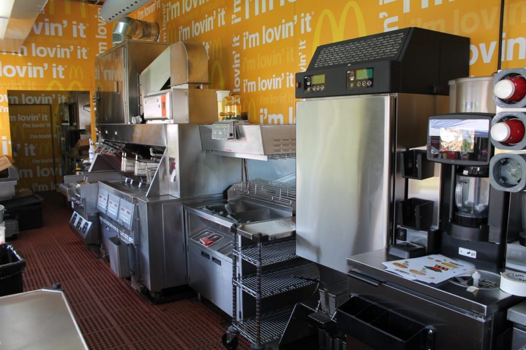 Kitchen of a mobile McDonald's food truck