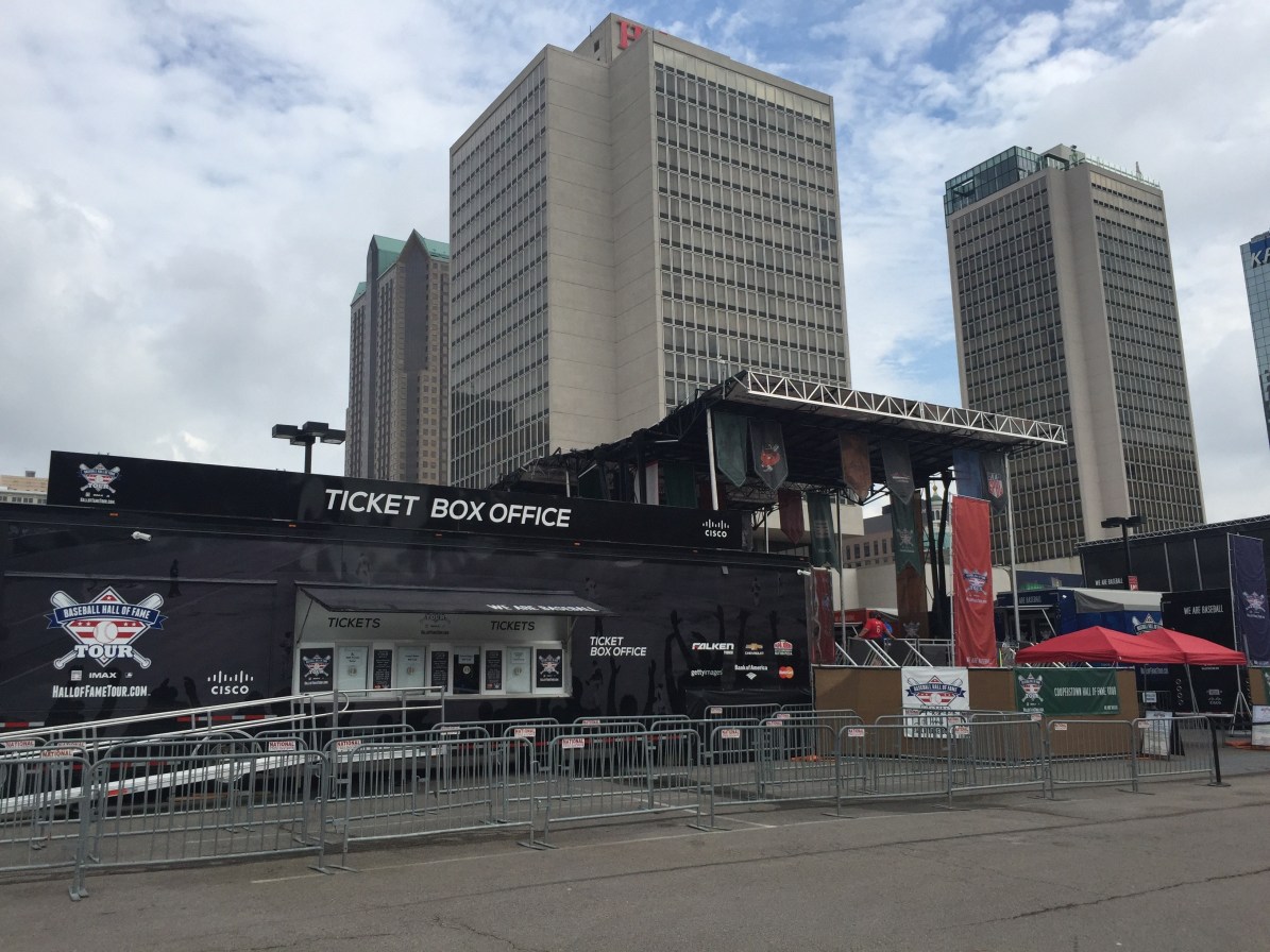 stage and buildings