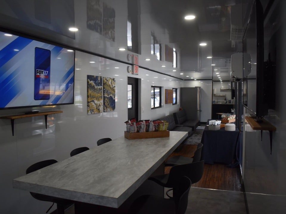 interior of a mobile hospitality trailer