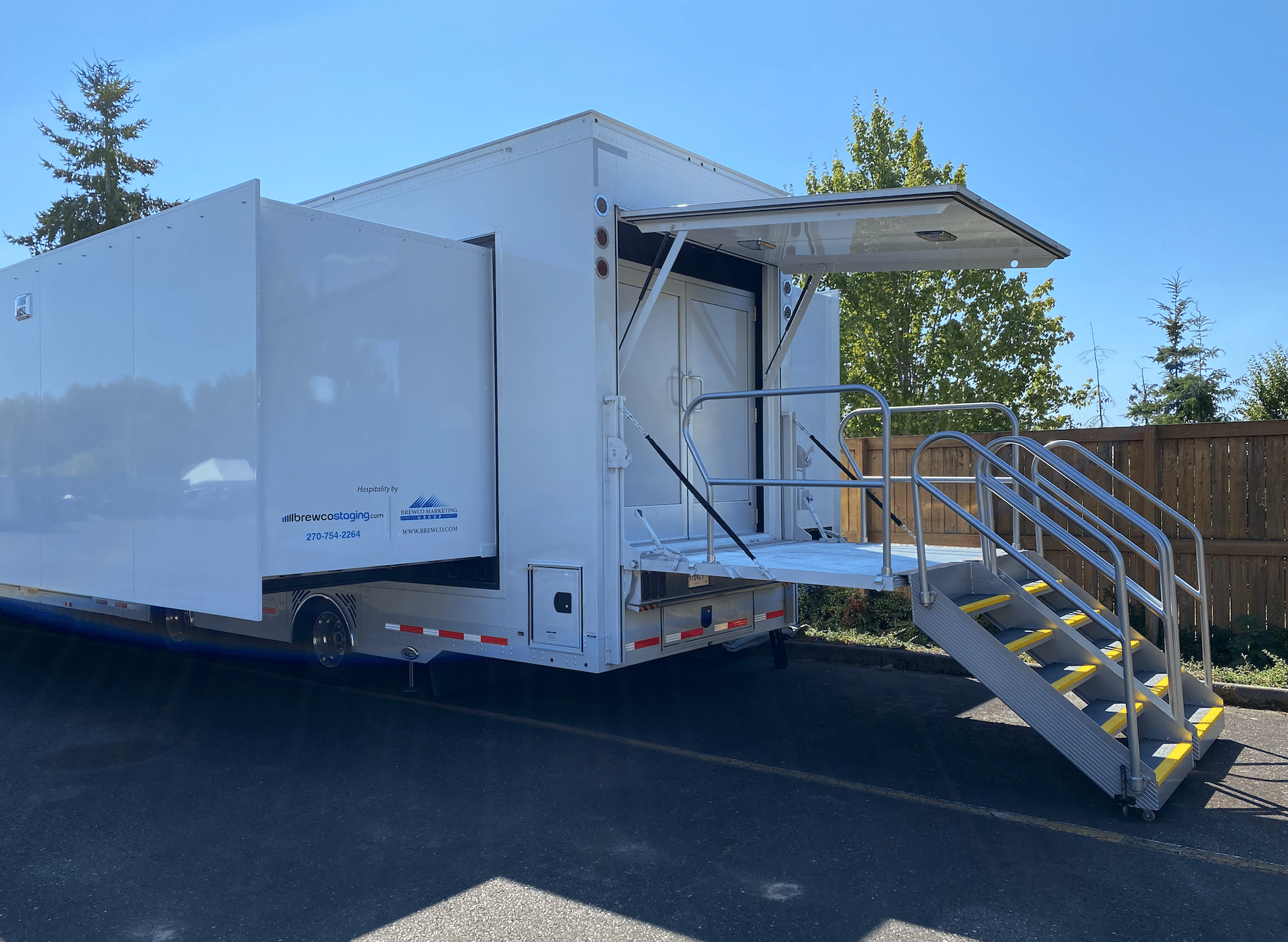 Brewco Hospitality mobile trailer as a lounge space for the Jonas Brothers