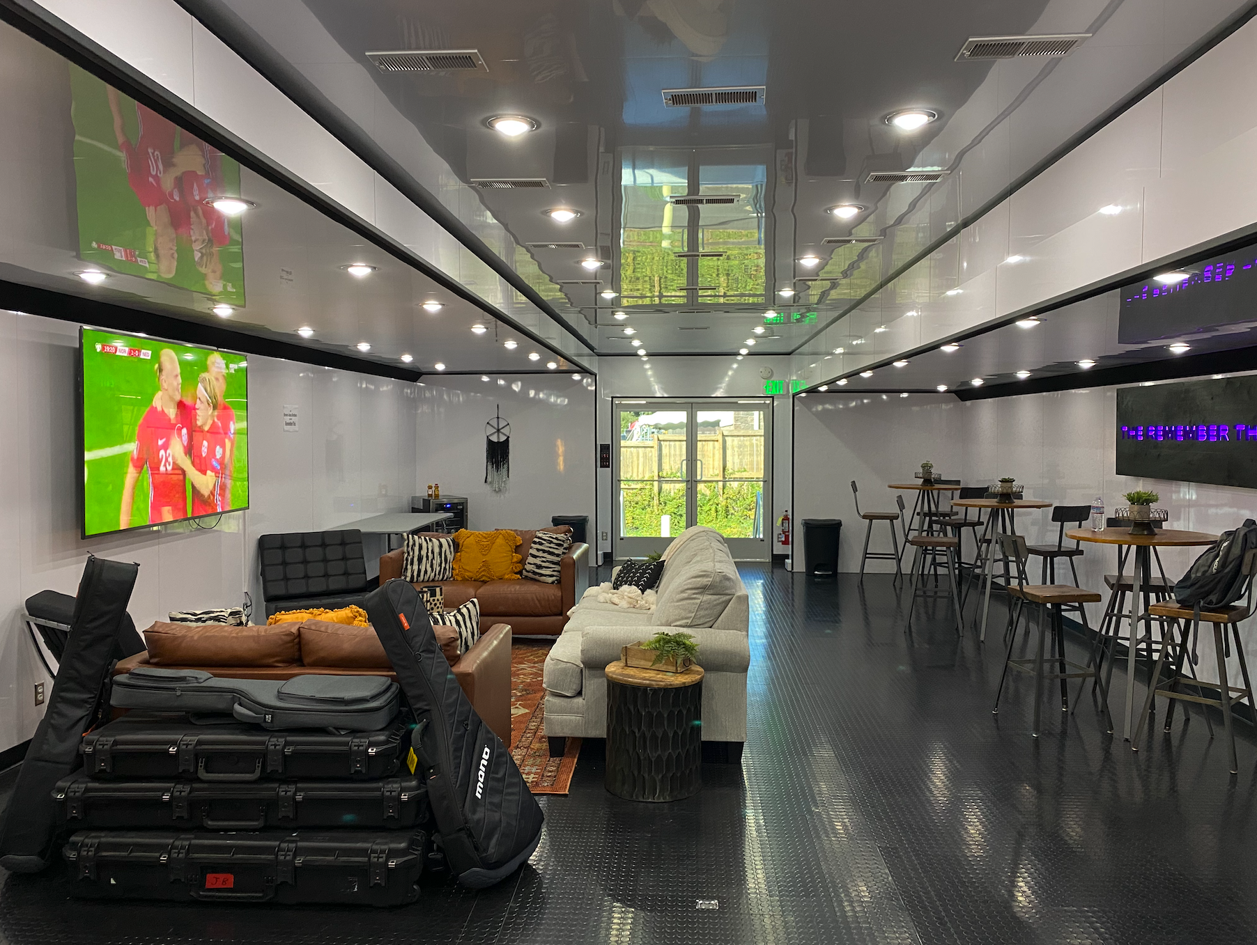 Brewco Hospitality mobile trailer as a lounge space for the Jonas Brothers