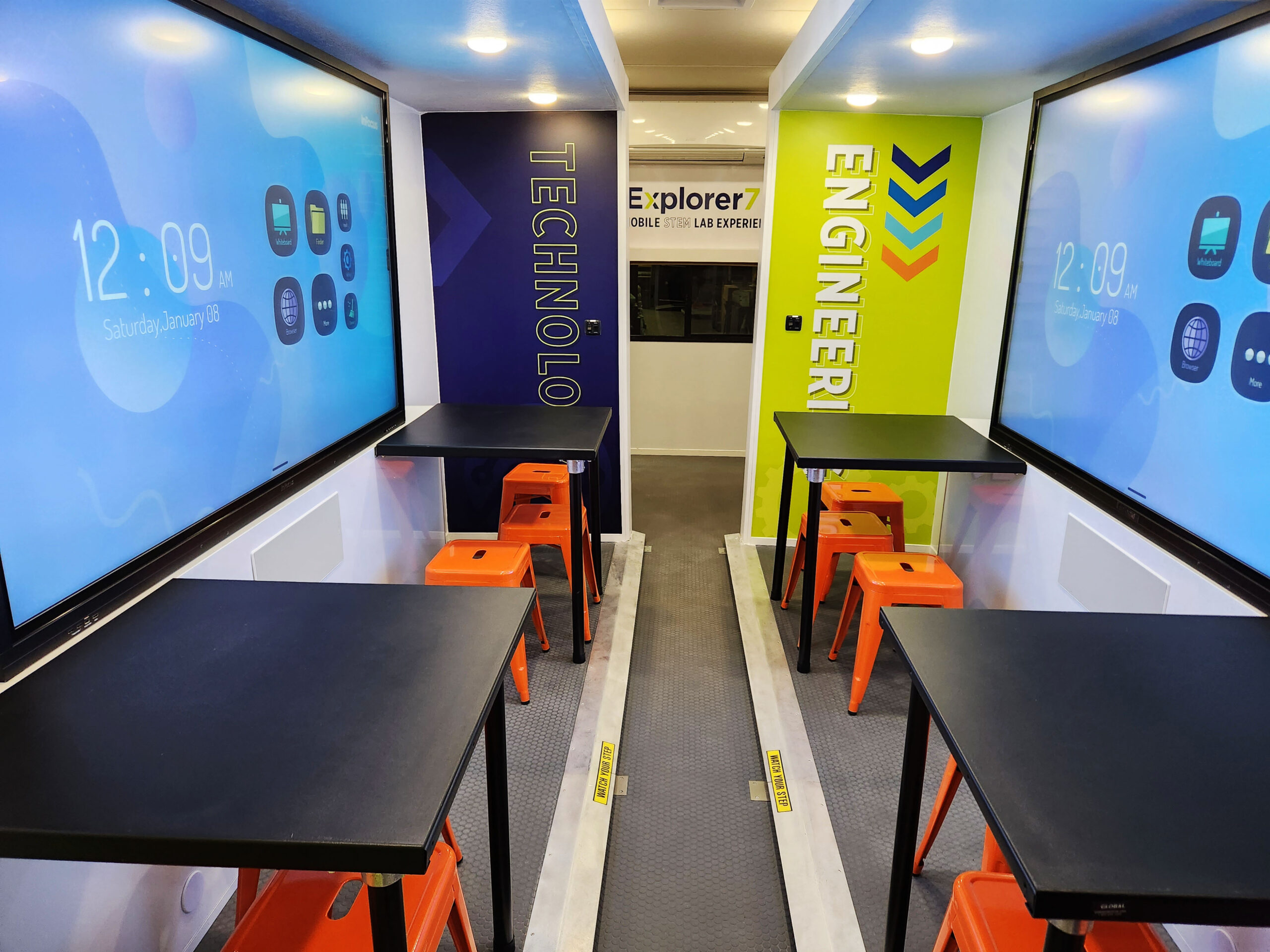 Interior of a mobile laboratory designed by BMG for Learning Undefeated